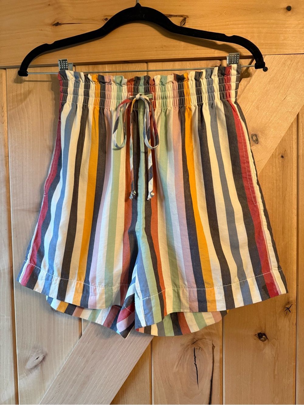 Madewell Multicolor Rainbow Vertical Stripe High-Waist Shorts XXS